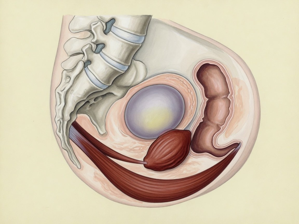 Male pelvic floor sling lengthened in a reverse kegel